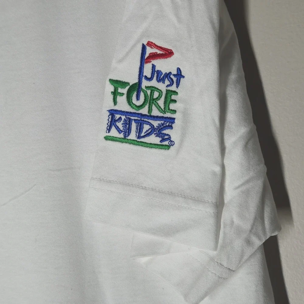 NWT Peter Millar Polo Shirt Mens Medium White Just Ford Kids Golf Sporty Preppy - Picture 5 of 6